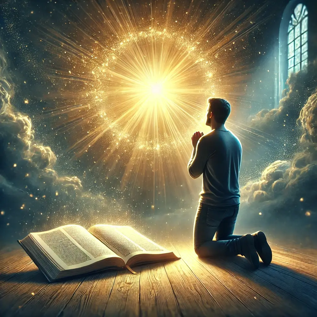 uma pessoa em oração, ouvindo a voz de Deus